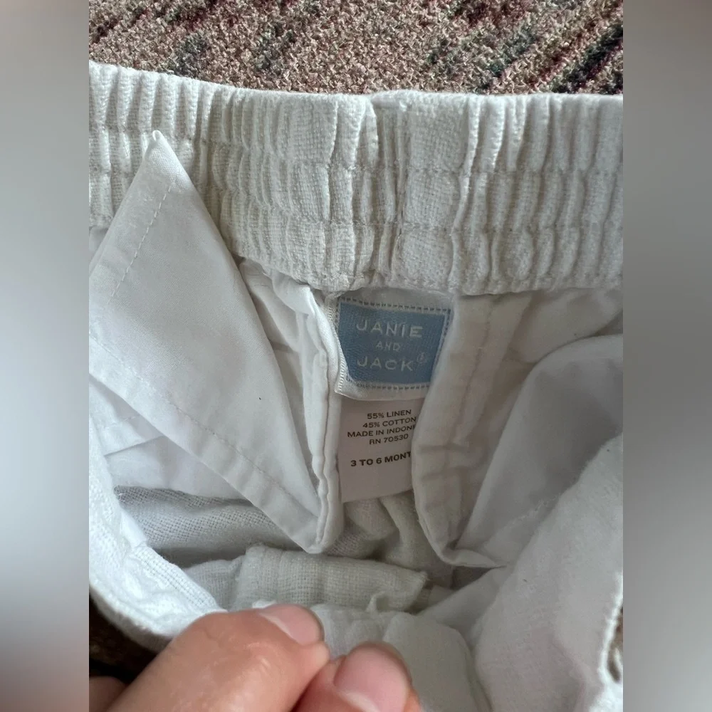 Janie and Jack White Shorts Linen with Brown Belt